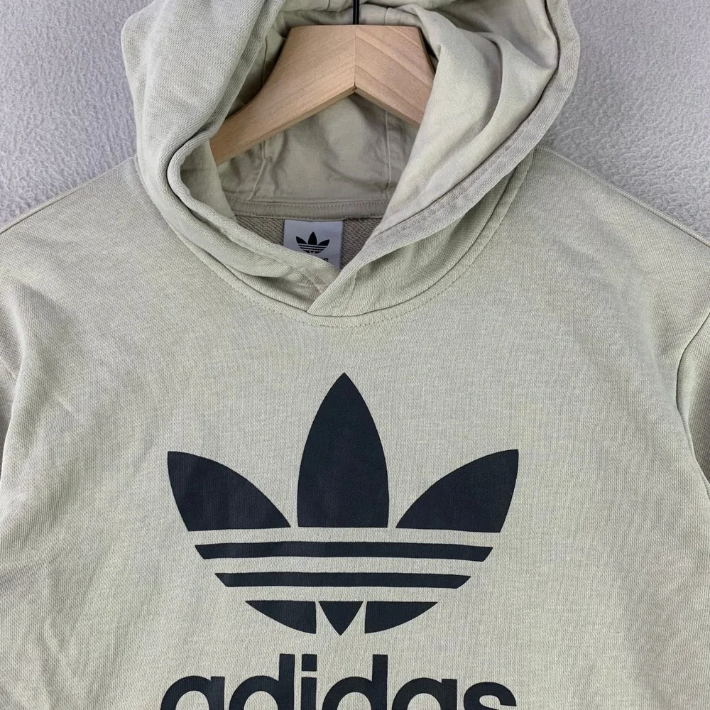 Adidas‎ Trefoil Hoodie Mens Small Beige Classic Sportswear Pullover Sweatshirt